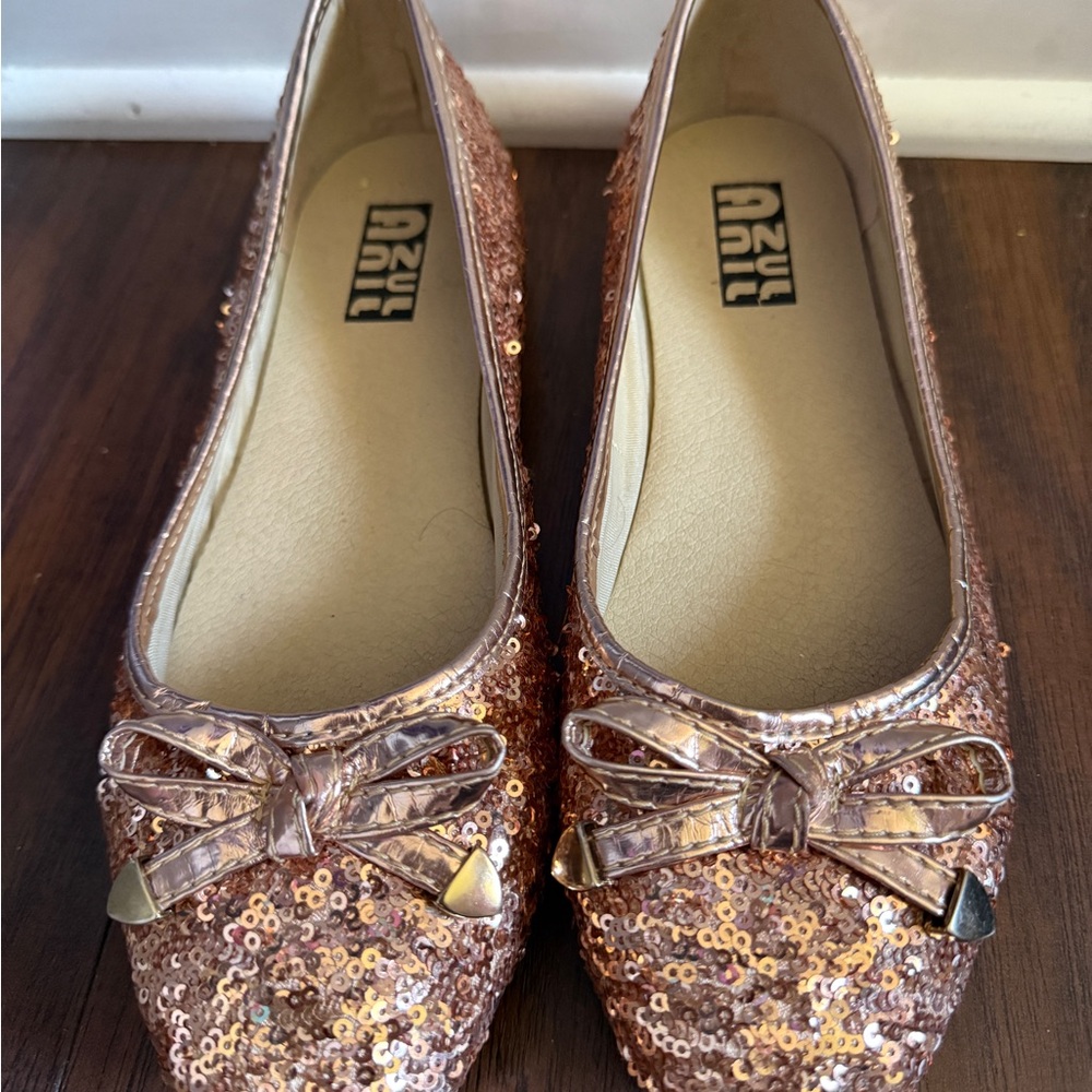 Azules Pink Flats with Bow Detail and Sparkle